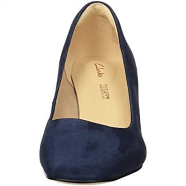 Zapatos De Salón Con Punta Cerrada Y Rosa Transparente Para Mujer De Clarks De Ante Azul Marino Beige