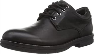 Negro Clarks Banning Lo Gtx Negro Cuero Hombres Zapatos Formales