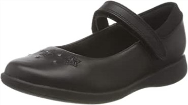 Zapatos Negros De Uniforme Escolar De Corte Ancho Para Niña Clarks Etch Bright T