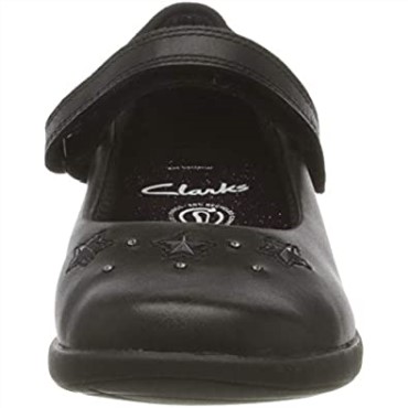 Zapatos Negros De Uniforme Escolar De Corte Ancho Para Niña Clarks Etch Bright T