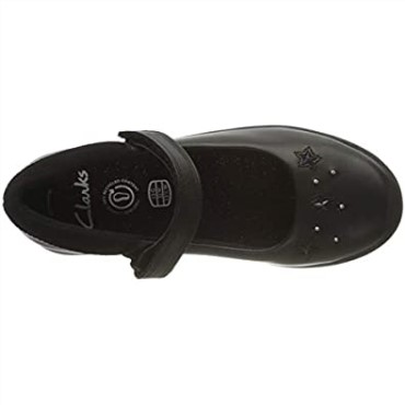 Zapatos Negros De Uniforme Escolar De Corte Ancho Para Niña Clarks Etch Bright T