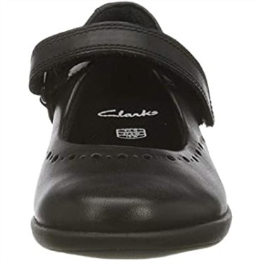 Negro Clarks Etch Craft K Zapatos Escolares De Ballet De Ajuste Ancho Para Niña