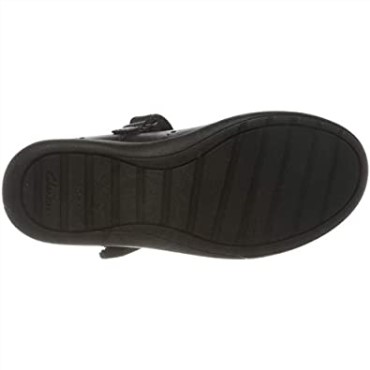 Negro Clarks Etch Craft K Zapatos Escolares De Ballet De Ajuste Ancho Para Niña