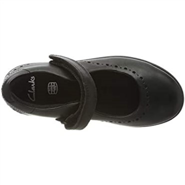 Negro Clarks Etch Craft K Zapatos Escolares De Ballet De Ajuste Ancho Para Niña