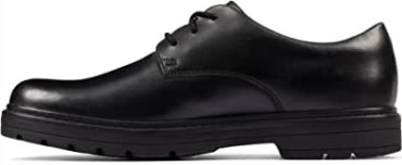 Negro Clarks Loxham Derby Y Niños Zapatos De Escuela Superior