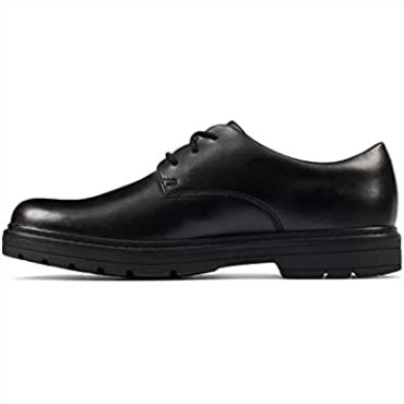 Negro Clarks Loxham Derby Y Niños Zapatos De Escuela Superior