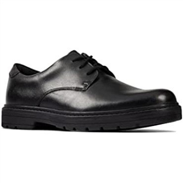Negro Clarks Loxham Derby Y Niños Zapatos De Escuela Superior