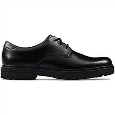 Negro Clarks Loxham Derby Y Niños Zapatos De Escuela Superior