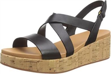 Sandalia Mujer Clarks Kimmei Con Cuña De Corcho En Negro
