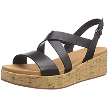 Sandalia Mujer Clarks Kimmei Con Cuña De Corcho En Negro