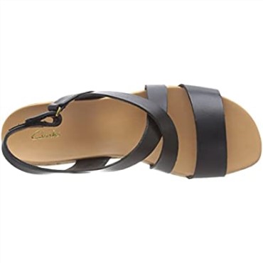 Sandalia Mujer Clarks Kimmei Con Cuña De Corcho En Negro