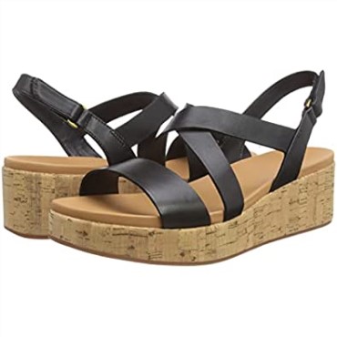Sandalia Mujer Clarks Kimmei Con Cuña De Corcho En Negro