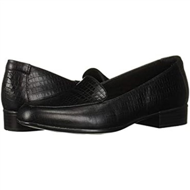Mocasín Juliet Lora De Mujer En Piel De Cocodrilo Negra Clarks