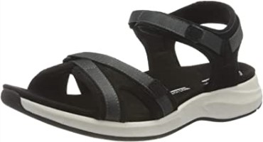 Sandalias Planas Mujer Clarks Solan Drift En Piel Ante Gris Oscuro Negro