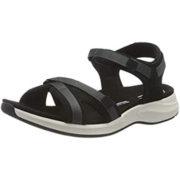 Sandalias Planas Mujer Clarks Solan Drift En Piel Ante Gris Oscuro Negro