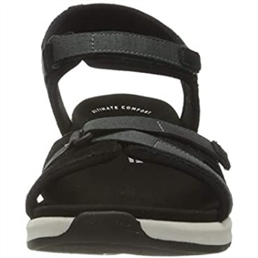 Sandalias Planas Mujer Clarks Solan Drift En Piel Ante Gris Oscuro Negro