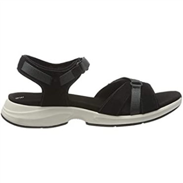Sandalias Planas Mujer Clarks Solan Drift En Piel Ante Gris Oscuro Negro