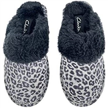 Zapatilla Tipo Zueco Confort De Piel De Ante Con Espalda Abierta Para Mujer Negro Gris Leopardo Clarks