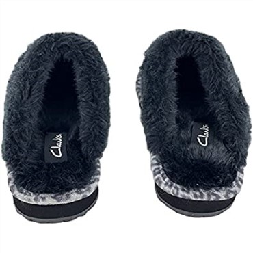 Zapatilla Tipo Zueco Confort De Piel De Ante Con Espalda Abierta Para Mujer Negro Gris Leopardo Clarks