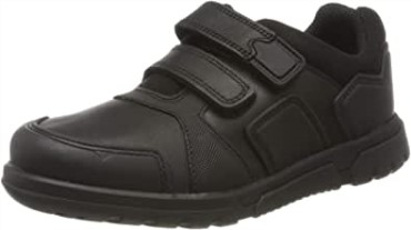 Cuero Negro Blake Street Zapatos Escolares Negros De Cuero Para Niños Con Cinta Rasgadura Clarks