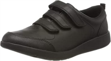 Zapatillas De Deporte De Cuero Negro Para Niño Scape Sky K Wide Fit Uniforme Escolar Clarks