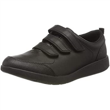 Zapatillas De Deporte De Cuero Negro Para Niño Scape Sky K Wide Fit Uniforme Escolar Clarks