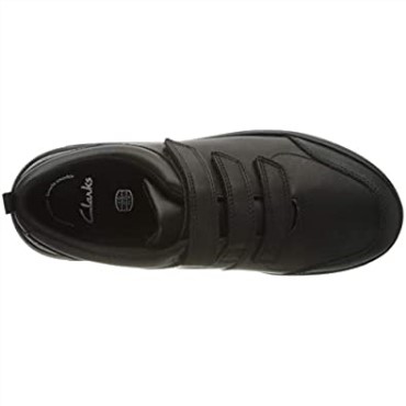 Zapatillas De Deporte De Cuero Negro Para Niño Scape Sky K Wide Fit Uniforme Escolar Clarks