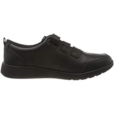 Zapatillas De Deporte De Cuero Negro Para Niño Scape Sky K Wide Fit Uniforme Escolar Clarks