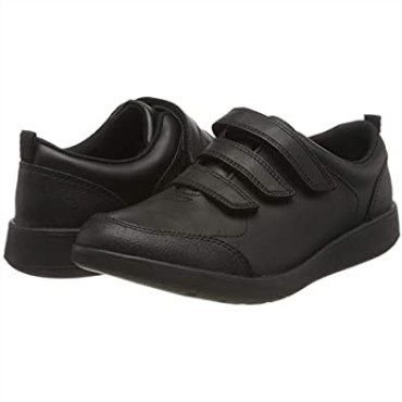 Zapatillas De Deporte De Cuero Negro Para Niño Scape Sky K Wide Fit Uniforme Escolar Clarks