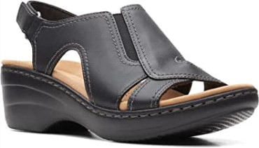 Sandalia De Mujer Con Cuña Estilo Merliah Clarks En Piel Negra