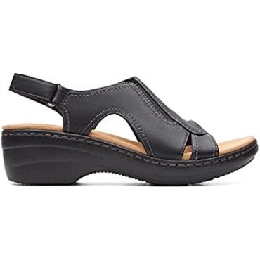 Sandalia De Mujer Con Cuña Estilo Merliah Clarks En Piel Negra