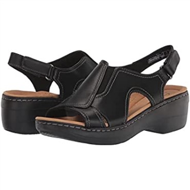Sandalia De Mujer Con Cuña Estilo Merliah Clarks En Piel Negra