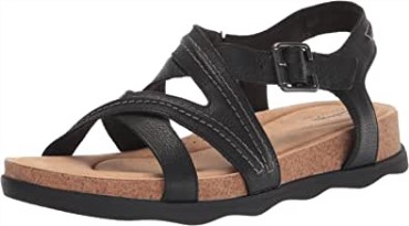 Sandalia Plana Brynn Ave De Mujer En Piel Negra Clarks