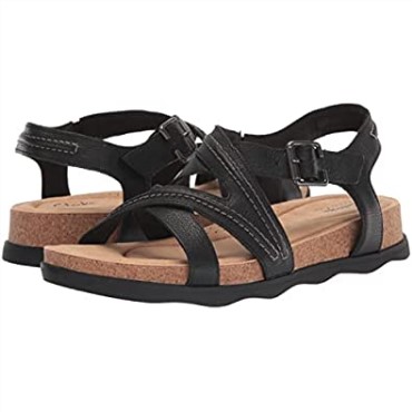 Sandalia Plana Brynn Ave De Mujer En Piel Negra Clarks