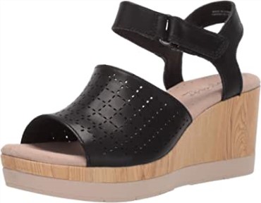Sandalia Con Cuña Cammy Glory De Mujer En Piel Negra Clarks