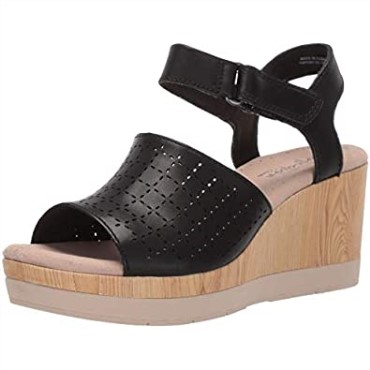 Sandalia Con Cuña Cammy Glory De Mujer En Piel Negra Clarks