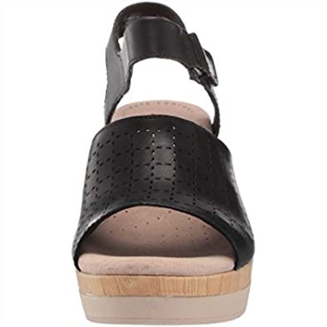 Sandalia Con Cuña Cammy Glory De Mujer En Piel Negra Clarks