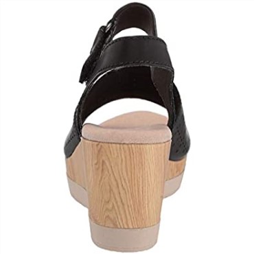 Sandalia Con Cuña Cammy Glory De Mujer En Piel Negra Clarks