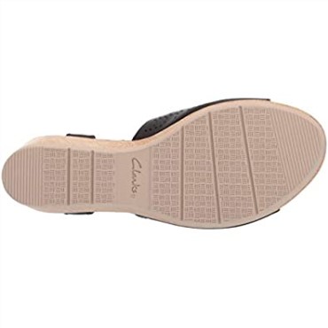 Sandalia Con Cuña Cammy Glory De Mujer En Piel Negra Clarks