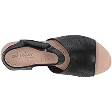 Sandalia Con Cuña Cammy Glory De Mujer En Piel Negra Clarks