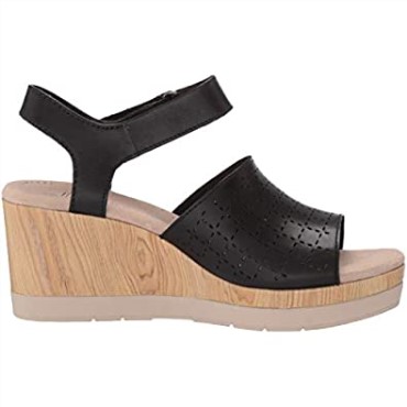 Sandalia Con Cuña Cammy Glory De Mujer En Piel Negra Clarks