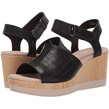 Sandalia Con Cuña Cammy Glory De Mujer En Piel Negra Clarks