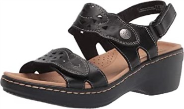 Sandalia Merliah Dove De Mujer En Piel Negra Clarks