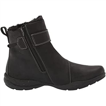 Bota Roseville De Piel Negra Para Mujer Con Forro Cálido Impermeable Al Tobillo Clarks