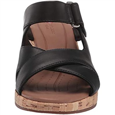 Sandalia De Mujer Un Plaza Slide Cuña Clarks En Piel Negra