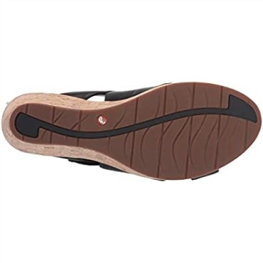 Sandalia De Mujer Un Plaza Slide Cuña Clarks En Piel Negra