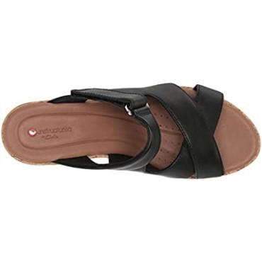 Sandalia De Mujer Un Plaza Slide Cuña Clarks En Piel Negra