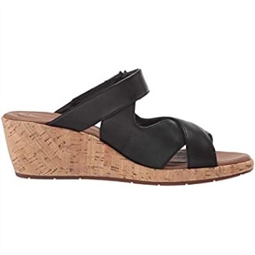 Sandalia De Mujer Un Plaza Slide Cuña Clarks En Piel Negra