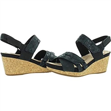 Sandalia De Mujer Con Cuña Combi Clarks Un Capri De Nobuk Negro Para Mujer