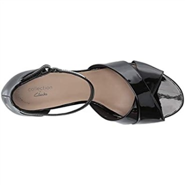Sandalia De Tacón Clarks Mujer Adriel Cove De Charol Negro Sintético